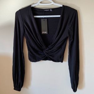 NASTYGAL Twist-front Full Sleeve Top